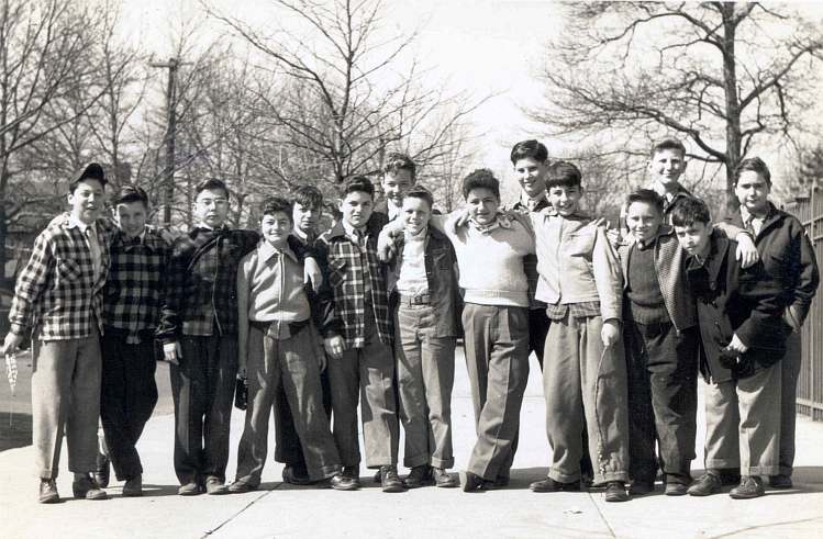 These were the Crossing Guards, boys in 7B and 8A. From left to right: Jerry Portnoy,  Douglas Champion,  Oral Suer,  Billy Mohr,  Herbert Dahl,  Michael Spett,  William D'arren,  Michael Nussbaum,  Joseph La Rocca,  Sam Nuelinger,  Werner Barth,  Marty Reiss,  David Doman,  Michael Stevens,  Noel Hunold.