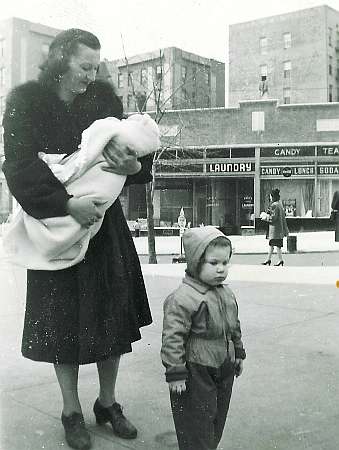 Ruth Silverstein holding son, Larry, with daughter, Lynn.