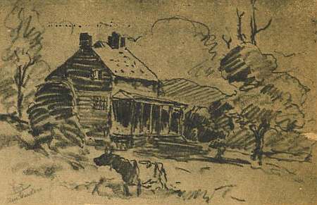 The Timothy Jackson Farm House sketched by George Overbury 'Pop' Hart.
