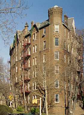The Castle Court Apartments on Lefferts Boulevard between Metropolitan and 84th Avenues, Kew Gardens, NY, 2002.