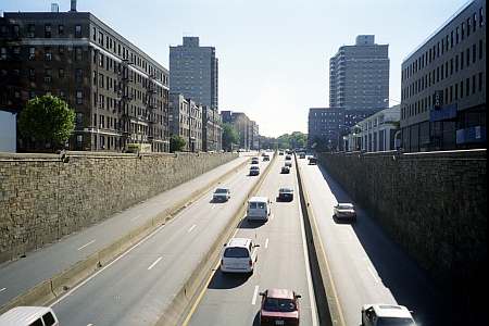 The Interborough (Jackie Robinson) Parkway as seen from Queens Boulevard.