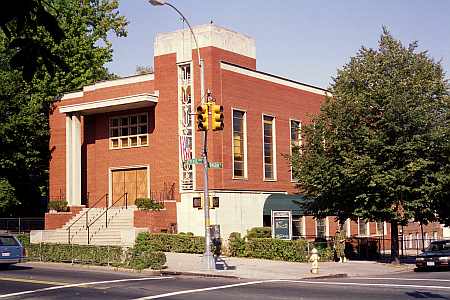 The Adath Yeshurun Synagogue on Lefferts Boulevard at the northeast corner of Abingdon Road in Kew Gardens, NY.