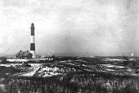 The Fire Island Light Tower some time prior to 1936.