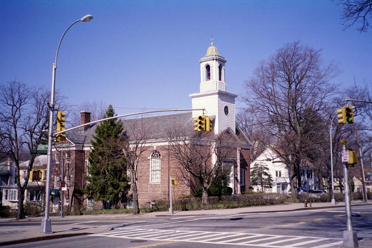 The First Church of Kew Gardens on Lefferts Boulevard at Kew Gardens Road in Kew Gardens, NY.