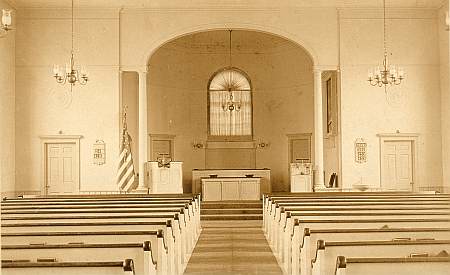 The interior of the First Church of Kew Gardens on Lefferts Boulevard at Kew Gardens Road in Kew Gardens, NY.