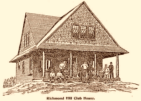 This illustration of the Richmond Hill Club House appeared in the original Brooklyn Eagle article. Using today's landmarks, the Club House was located on the east side of Audley Street between Beverly and Abingdon Roads in present day Kew Gardens, NY.