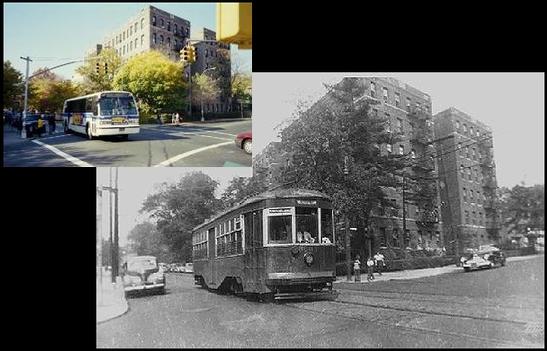 Jamaica bound trolley on Metropolitan Avenue at Lefferts Boulevard.