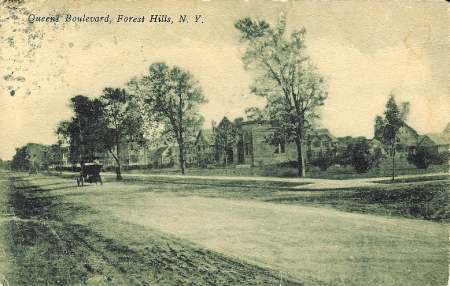 Hoffman Boulevard (today's Queens Boulevard) at the present day intersection of 71st and Continental Avenue in Forest Hills, NY sometime during the early Twentieth Century.