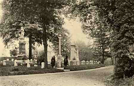 The Prospect section of Maple Grove Cemetery in Jamaica (Kew Gardens), NY just past the Administrative Office.