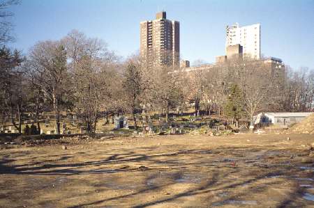 The old quarry at Maple Grove Cemetery in Kew Gardens, NY.