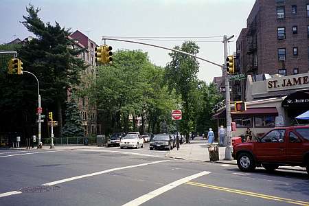 Looking south down 118th (Church) Street from Metropolitan Avenue in Kew Gardens, NY.